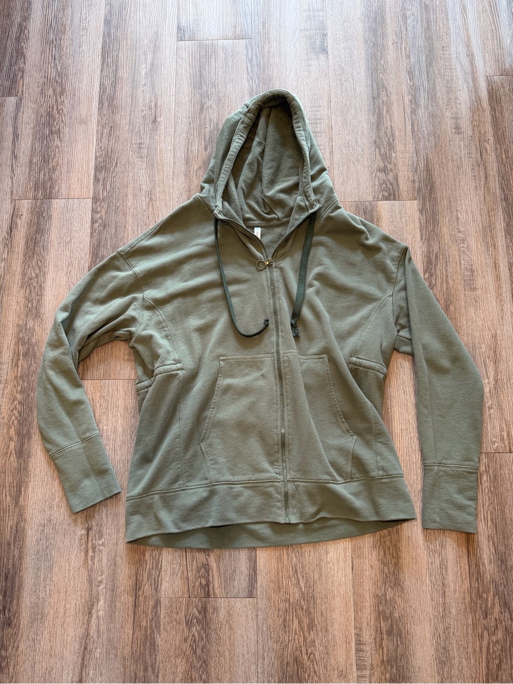 Fabletics Olive Green Zip-Up Hoodie with Cinched Waist Feature Women’s Size XL